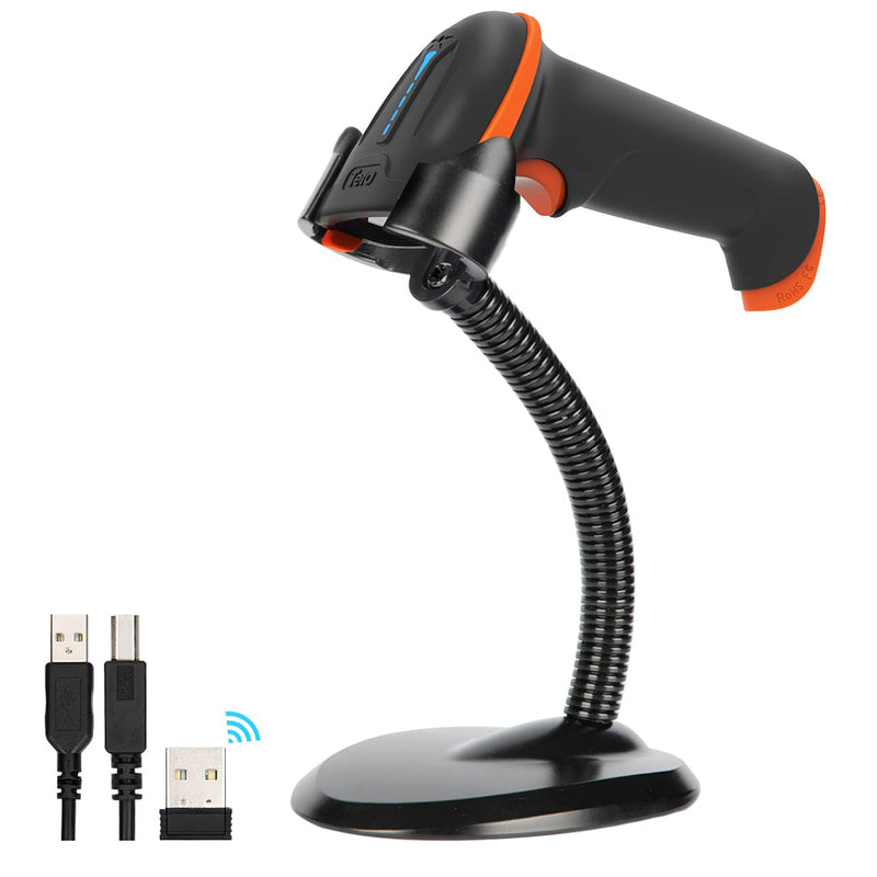 Tera Barcode Scanner Wireless and Wired with Battery Level Indicator 1D 2D QR Digital Printed Bar Codes Reader with Stand Portable Handheld Barcode Scanner Compact Plug and Play Model D5100 - LeoForward Australia