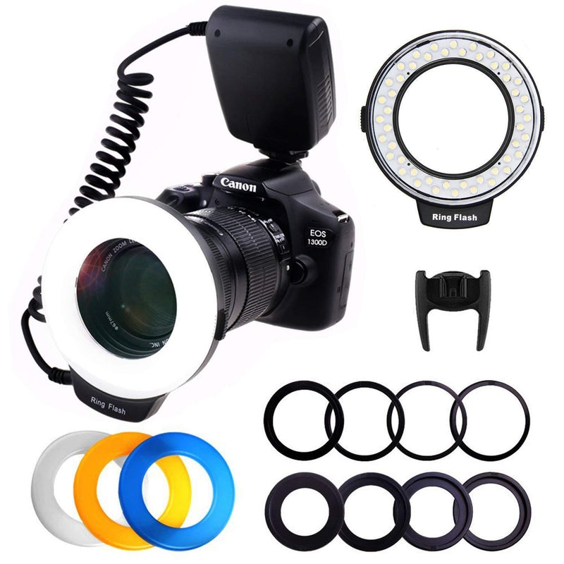  [AUSTRALIA] - PLOTURE Flash Light with LCD Display Adapter Rings and Flash Diff-Users Works with Canon Nikon and Other DSLR Cameras