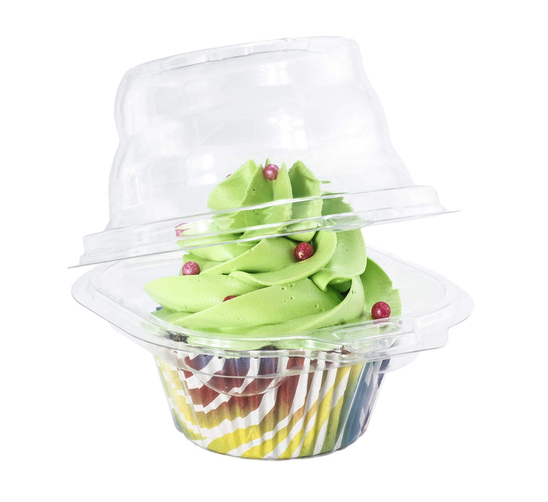 Katgely Individual Cupcake Container - Single Compartment Cupcake Carrier Holder Box - Stackable - Deep Dome - Clear Plastic - BPA-Free- (Pack of 50) - LeoForward Australia