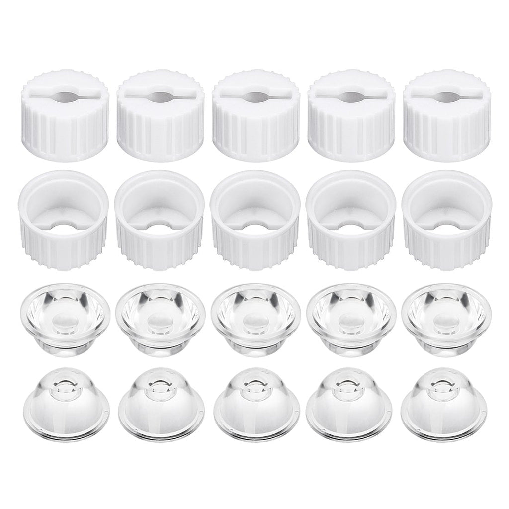  [AUSTRALIA] - uxcell 10 pcs 20mm LED Lens 120 Degree with White Holder for 1W 3W High Power LED Light