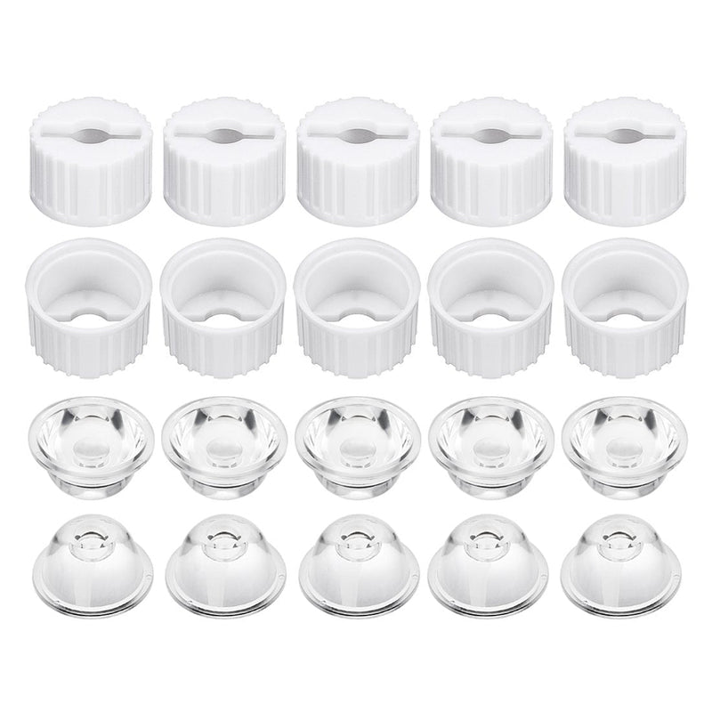  [AUSTRALIA] - uxcell 10 pcs 20mm LED Lens 120 Degree with White Holder for 1W 3W High Power LED Light