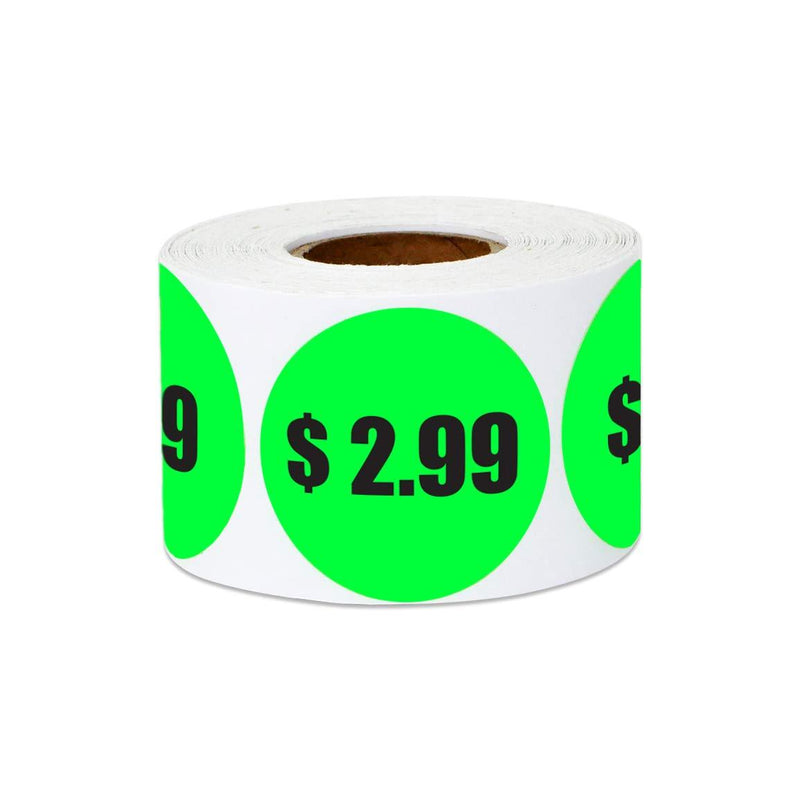 300 Labels - $2.99 Stickers for Pricing, Price Point, Retail Price Stickers, Sales, Yard Sales, Garage Sales (1.5 inch, Green - 1 Roll) 2.99 - LeoForward Australia