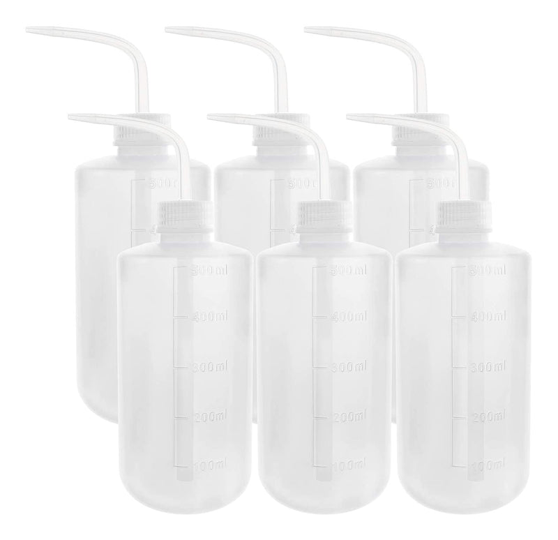 DEPEPE 6pcs 500ml Plastic Safety Wash Bottle Lab Squeeze Bottle LDPE Squirt Bottle Tattoo Bottle with Narrow Mouth and Scale Labels (17oz x 6 Bottle) - LeoForward Australia