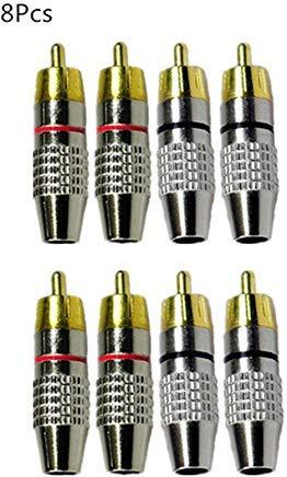 Wakaka RCA Male Plug Screws Audio Video in-Line Jack Adapter Gold Plated,RCA Plug Solderless,Black and Red (8Pcs) 8Pcs - LeoForward Australia