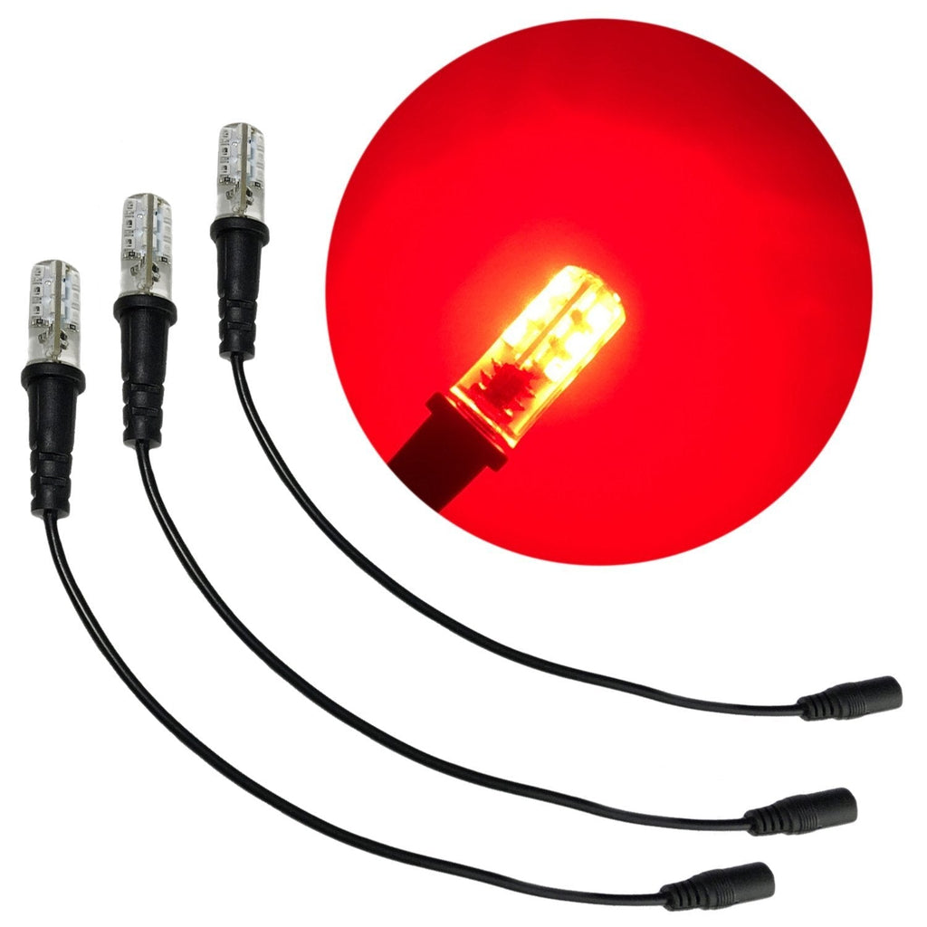 3 pack red special effects led 12 volts dc with foam wood mounting cable socket dc barrel connector for themed environments props theatrical scenery fire flame - LeoForward Australia