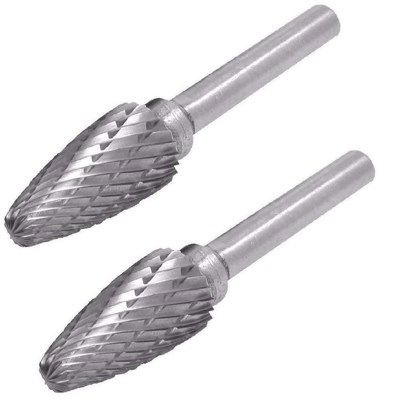 GOSONO 2PCS Carbide Burr 10mm Dia 20MM Tree Shape Double Cut Tungsten Carbide Rotary File Cutting Burs Tool Rotary Drill Die Grinder Bits - LeoForward Australia