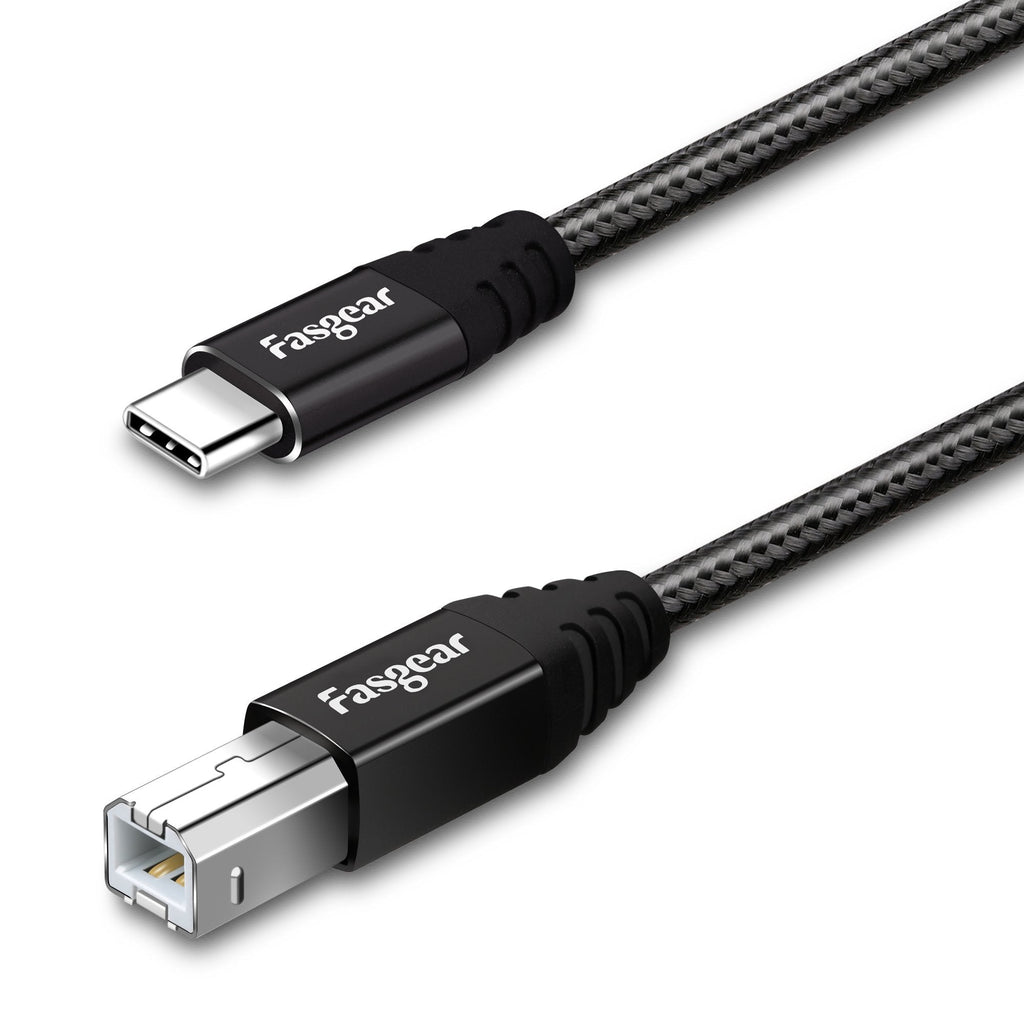  [AUSTRALIA] - Fasgear 3ft Type C to USB B Cable Nylon Braided 2.0 Printer Scanner Cord with Metal Connector Compatible with AiO, HP, Canon, Samsung Printers and More (3ft, Black)