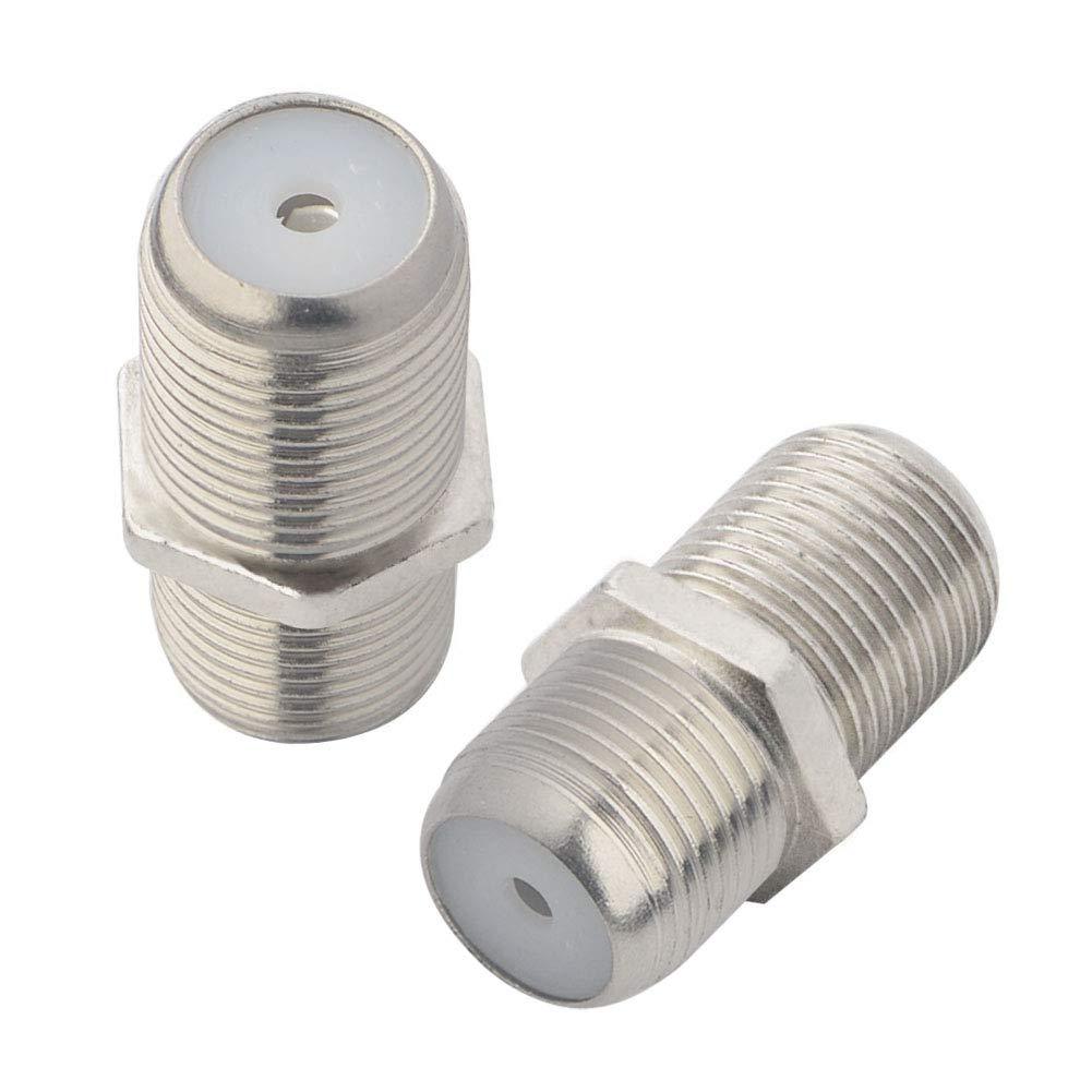 BOOBRIE F-Type RF Coaxial Connectors RG6 Adapter F Female to F Female Antenna Connector Female to Female Coaxial Connector F Type Jack (Hole) Cable Connector for TV Antenna, Nickel Plated Pack of 2 2 Pieces - LeoForward Australia