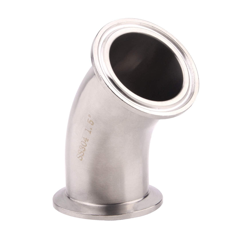  [AUSTRALIA] - DERNORD 45 Degree Elbow | 1.5" Tube OD Stainless Steel 304 Pipe Fitting Fits Tri Clamp 1.5 inch 1-1/2" Pipe OD