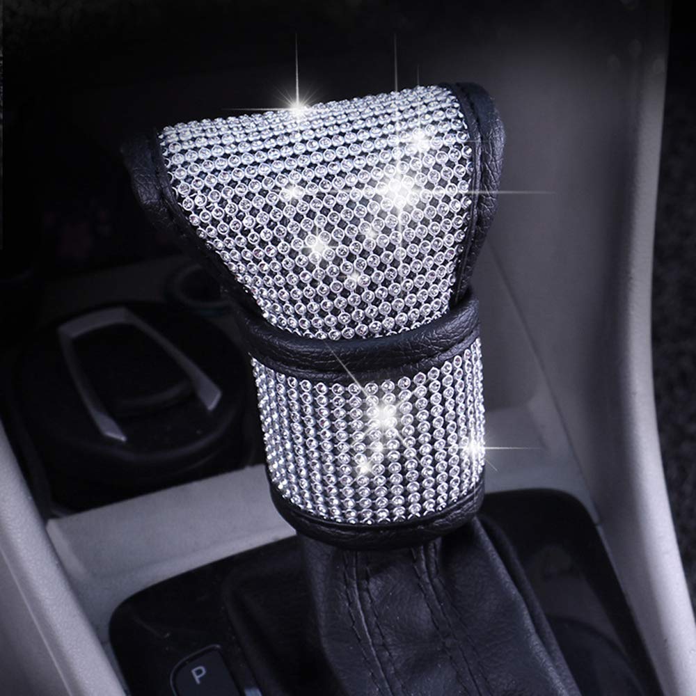  [AUSTRALIA] - MLOVESIE Leather Auto Gear Shift Knob Cover with Crystal Bling Bling Rhinestones for Girls,Lady Universal Fit (Bling)