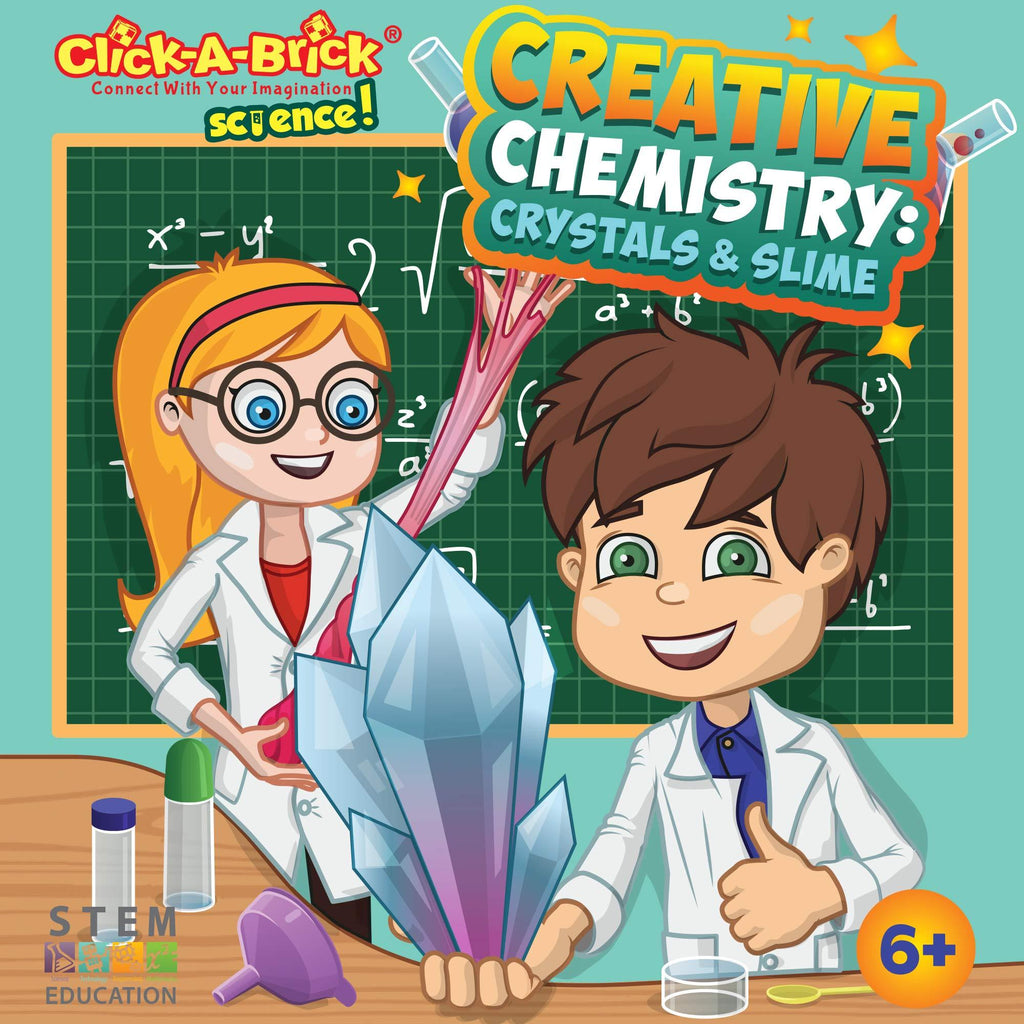 Click-A-Brick Creative Chemistry Crystals & Slime Science Kit for Kids Toys | 30 Pages of Learning w/ 11 Fun Educational STEM Experiments | Best Kids Chemistry Set For Boys & Girls Age 6 7 8+ Year Old - LeoForward Australia