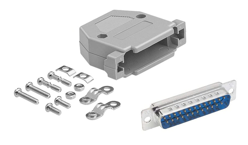  [AUSTRALIA] - CompuCablePlusUSA.com Best DB25 Male Solder Cup Connector with Plastic Hood DIY kit. A Complete DB25 Male Solder Type DIY Set to fix/Make/assemb Your own DB25 Cable.