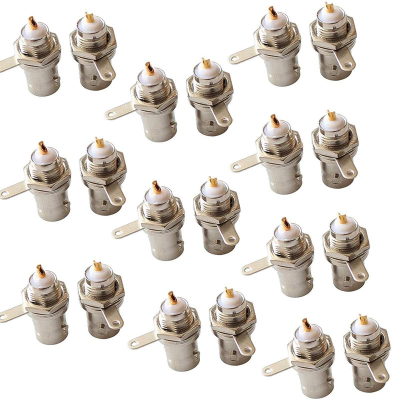  [AUSTRALIA] - BNC Female Nut Bulkhead Panel Connector 20-Pack Solder RF Jack Adapters