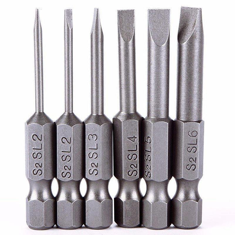  [AUSTRALIA] - Rocaris 6pcs 2 in 2.0-6.0mm Flat Head Slotted Tip Magnetic Slotted Screwdrivers Bits Multifunctional Alloy Steel Screwdriver Set