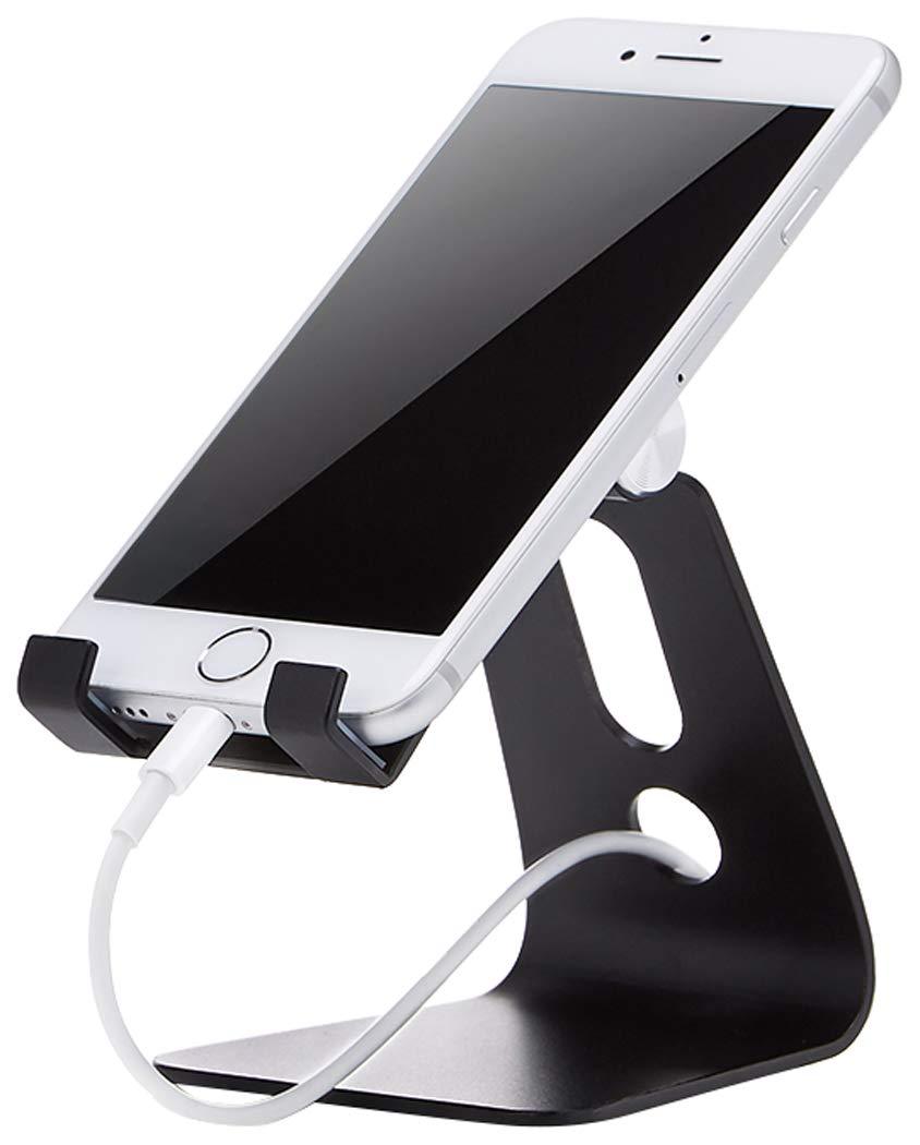  [AUSTRALIA] - Amazon Basics Adjustable Aluminum Cell Phone Desk Stand for iPhone and Android, Black