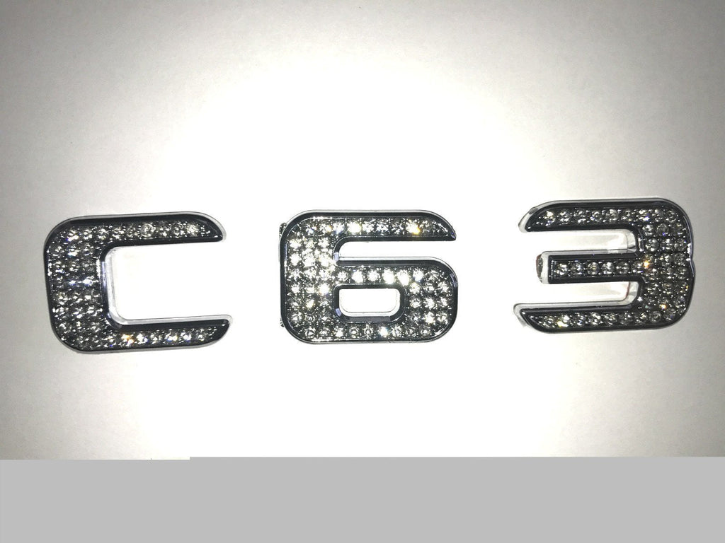  [AUSTRALIA] - Boobo Ice Out C63 Trunk Fender Side Badge Silver Bling Ring Emblem With Genuine Austrian Crystal For Mercedes Benz