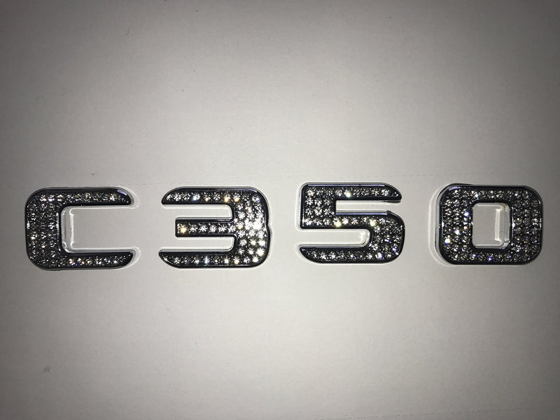  [AUSTRALIA] - Boobo Ice Out C350 Trunk Fender Side Badge Silver Bling Ring Emblem With Genuine Austrian Crystal For Mercedes Benz
