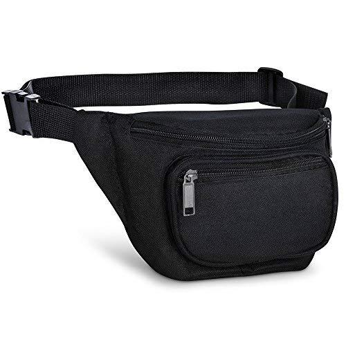 Fanny Pack, AirBuyW 3 Zippered Compartments Adjustable Waist Sport Fanny Pack Bag Black - LeoForward Australia