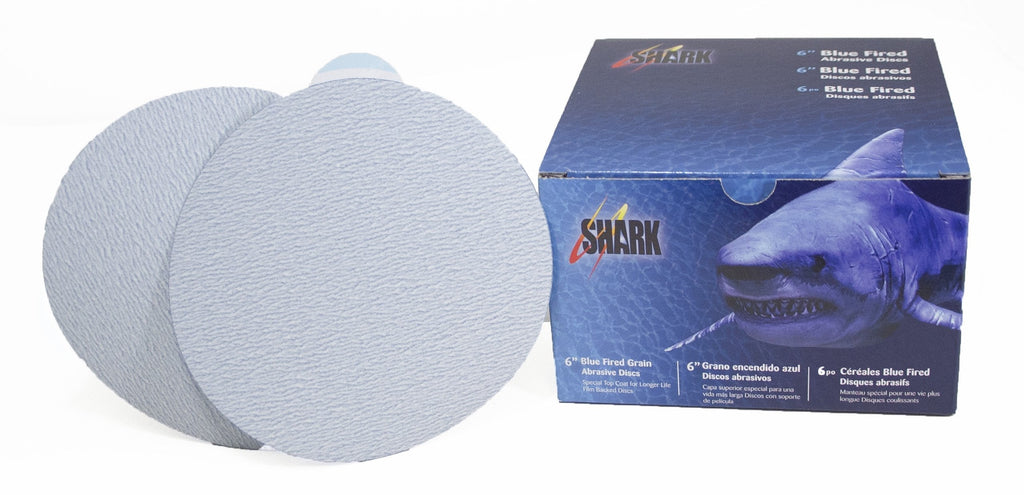  [AUSTRALIA] - Shark Industries 6" Super Blue Velcro Film Discs 40 Grit - 50 Pk