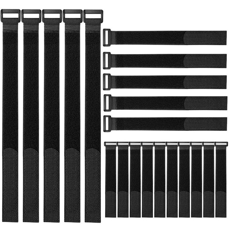  [AUSTRALIA] - FULARR 20Pcs Cable Straps, Reusable Cable Ties & Cinch Strap Set, Multipurpose Hook and Loop Straps Fastener, Cable Storage Organizer, 3 Different Sizes (20x2cm, 30x2cm, 40x2cm) –– Black