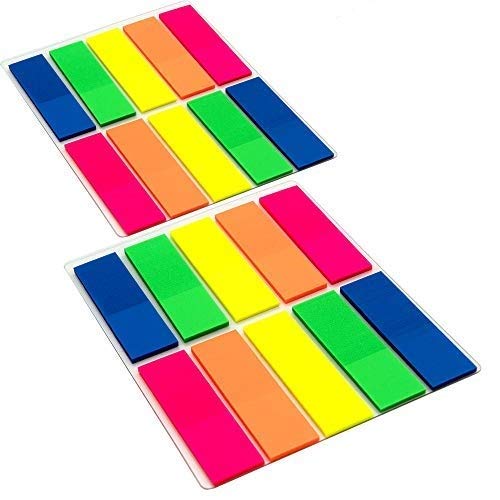  [AUSTRALIA] - Emraw Colorful Sticky Coding Flags Page Markers Index Tabs, 0.5" X 1.7" Neon Bright Colored Self Stick Removable Stick It Indexing Flags - Pack of 20 Pads (500 Sheets)