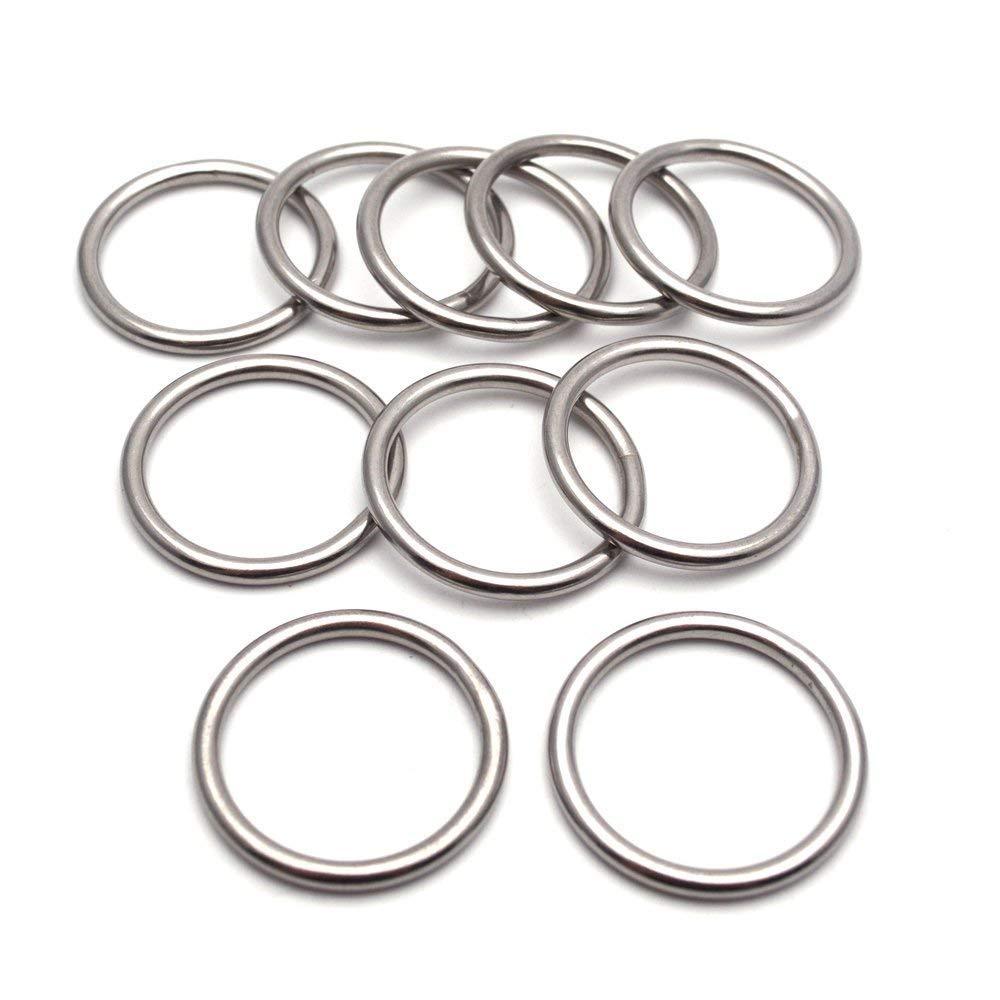  [AUSTRALIA] - Sydien 10Pcs Smooth Welded 304 Stainless Steel High Strength Round O Ring 3mm Thickness and 26mm Inner Diameter