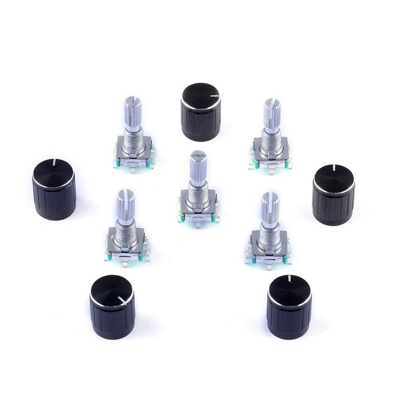  [AUSTRALIA] - Cylewet 5Pcs 360 Degree Rotary Encoder Code Switch Digital Potentiometer with Push Button 5 Pins and Knob Cap for Arduino (Pack of 5) CYT1100