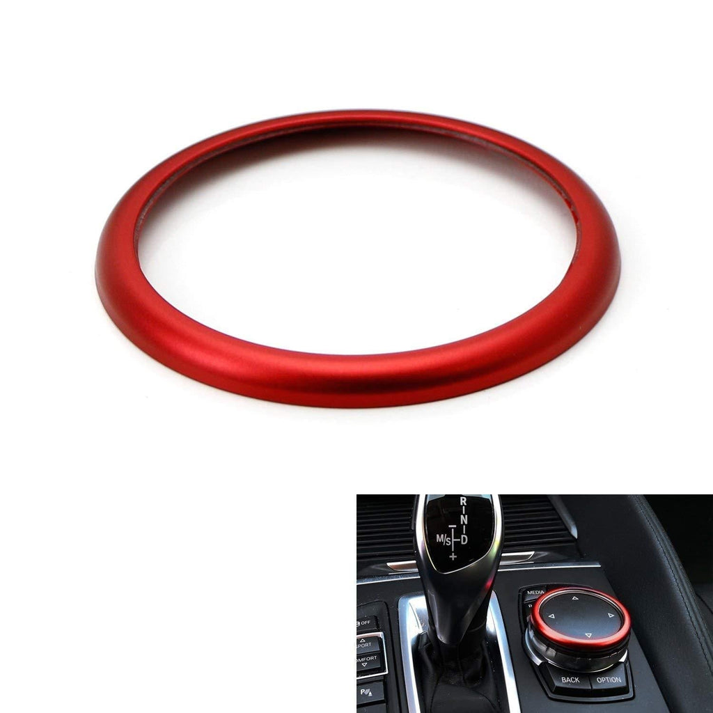  [AUSTRALIA] - iJDMTOY 1pc Red Aluminum Ring Compatible With BMW 1 2 3 4 5 6 7 Series X3 X4 X5 X6 Center Console iDrive Multimedia Controller Knob (Fit All Fxx Chassis Codes)
