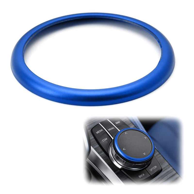 iJDMTOY 1pc Blue Aluminum Ring Compatible With BMW 1 2 3 4 5 6 7 Series X3 X4 X5 X6 Center Console iDrive Multimedia Controller Knob (Fit All Fxx Chassis Codes) - LeoForward Australia