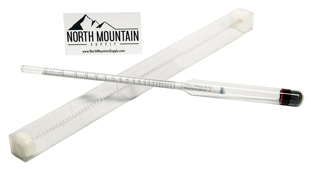 North Mountain Supply - NMSPT-H Glass Hydrometer - Alcoholmeter 0-200 Proof & 0-100 Tralle - LeoForward Australia