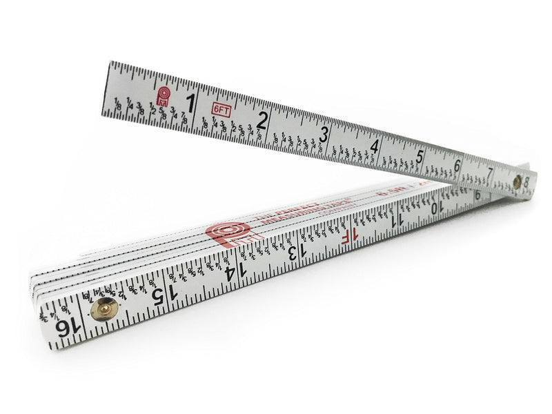  [AUSTRALIA] - PERFECT MEASURING TAPE Co. FR-72 Carpenter's Folding Rule Lightweight Composite Construction Ruler with Easy-Read Inch Fractions - 6.5ft / 2m