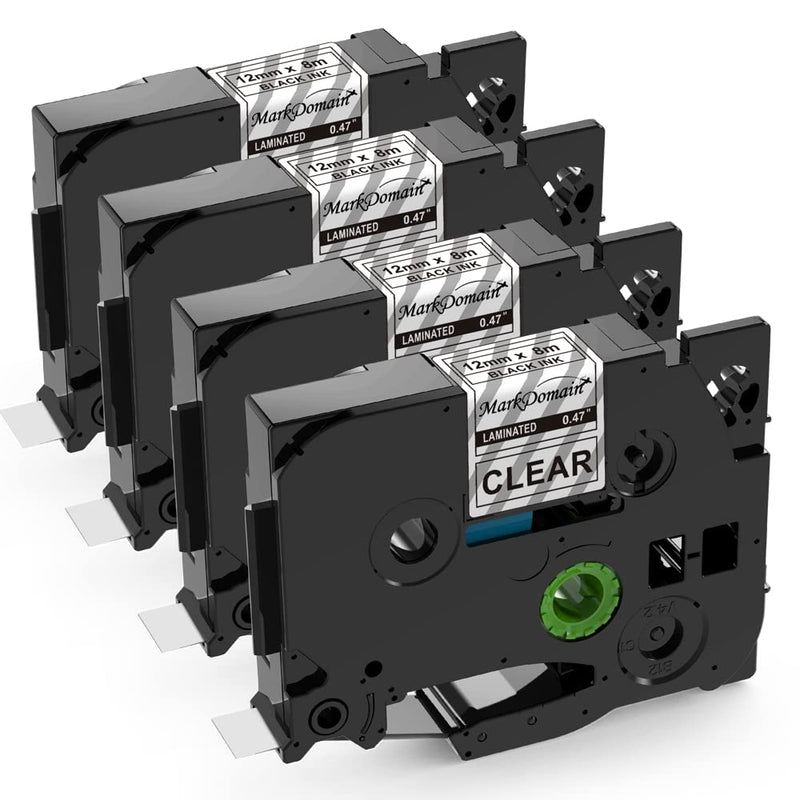  [AUSTRALIA] - Label Maker Tape Clear 12mm 0.47 Inch TZe-131 Compatible Brother P Touch Label Tape Clear TZ-131 Laminated Black on Clear, Work with PTouch Label Maker PT D210 1880 H100 H110 D200 (4 Pack) 4