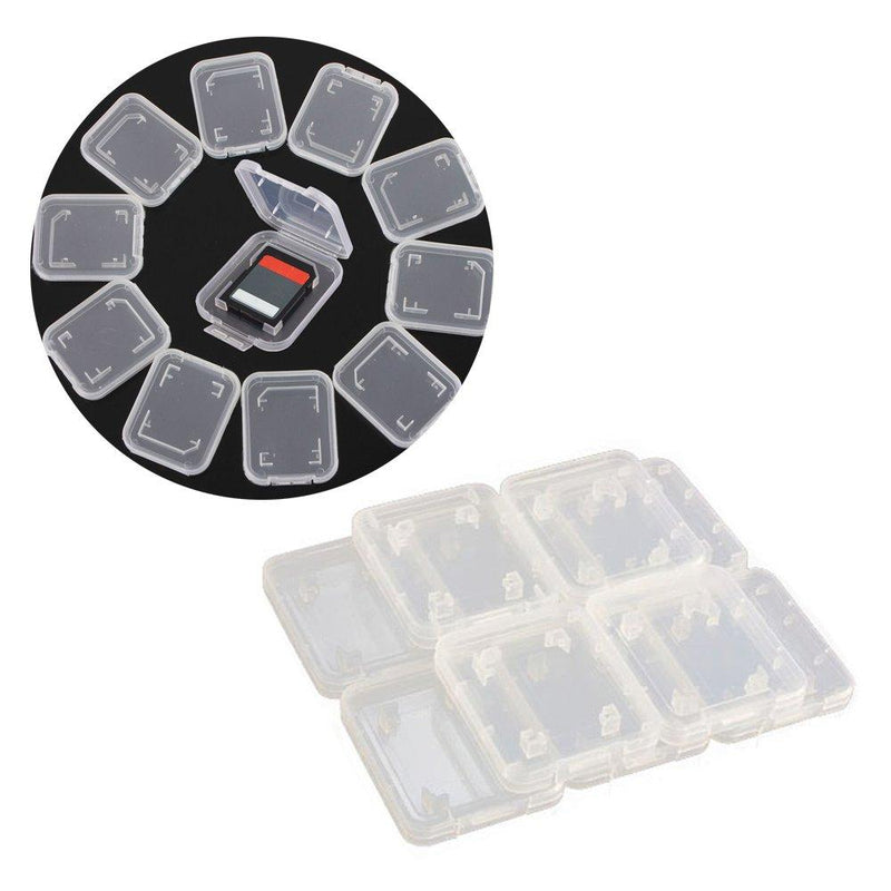 10 Pcs Plastic Memory Card Storage Case Compatible with SD MMC/SDHC PRO Duo White - LeoForward Australia