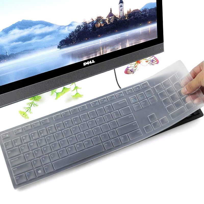  [AUSTRALIA] - Keyboard Protector Skin for Dell KM636 Wireless Keyboard & Dell KB216 Wired Keyboard & Dell Optiplex 5250 3050 3240 5460 7450 7050 & Dell Inspiron AIO 3475/3670/3477 All-in one Desktop Keyboard, Clear