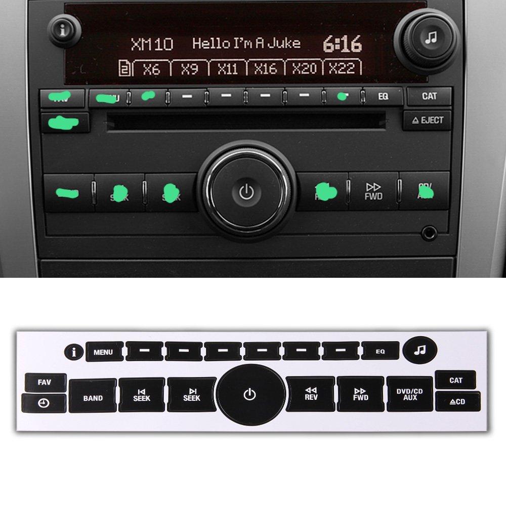  [AUSTRALIA] - ROCCS 07-14 GM Vehicles Radio Dash Button Repair Kit Decal Fix Ruined Faded Audio Control Sticker Replacement for Denali Acadia Tahoe Silverado Escalade Buick Enclave