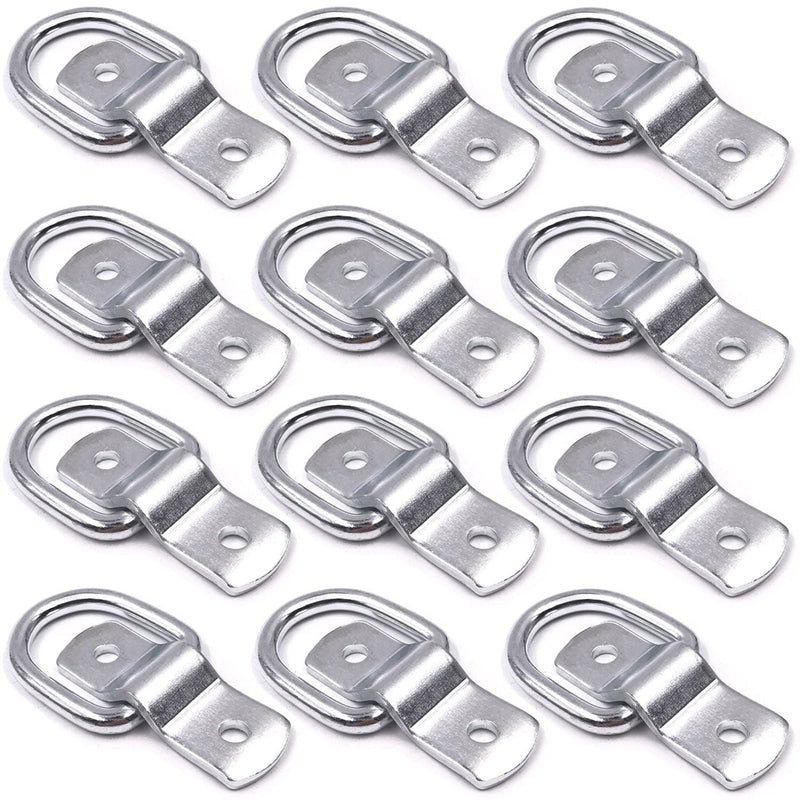  [AUSTRALIA] - 12 Pack D-Ring Tie Downs, 1/4" D-Rings Anchor Lashing Ring for Loads on Trailers Trucks RV Campers Vans ATV SUV Boats Motorcycles etc Vehicles, Heavy Duty Tie Down Ring with Mounting Bracket