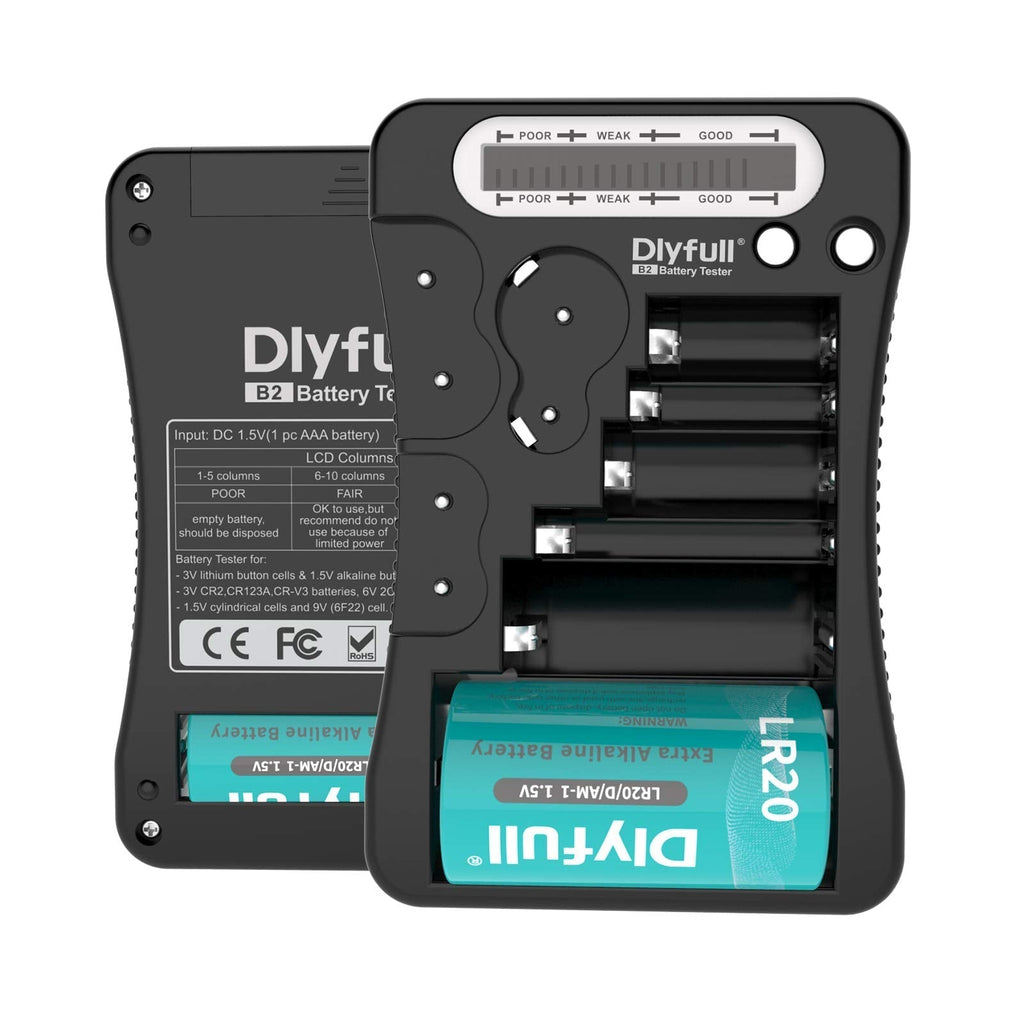  [AUSTRALIA] - Battery Tester, Dlyfull LCD Display Universal Battery Checker for AA AAA C D 9V CR2032 CR123A CR2 CRV3 2CR5 CRP2 1.5V/3V Button Cell Batteries, 1x AAA Batteries Included