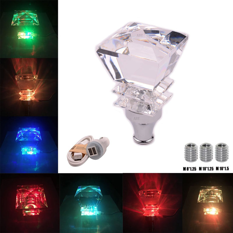  [AUSTRALIA] - AutoBoy Crystal Diamond Shape Touch Activated Multi-color LED Light Illuminated Gear Stick Shift Shifter Knob Fit For Car Manual Transmission and Automatic Transmission Without Lock Button