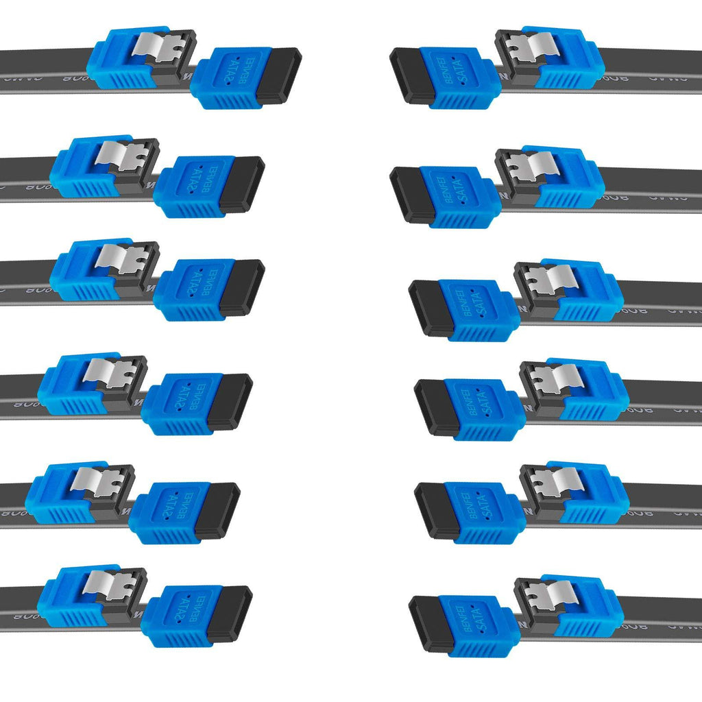 BENFEI SATA Cable III, 12 Pack SATA Cable III 6Gbps Straight HDD SDD Data Cable with Locking Latch 18 Inch Compatible for SATA HDD, SSD, CD Driver, CD Writer 180-180 degree Blue - LeoForward Australia