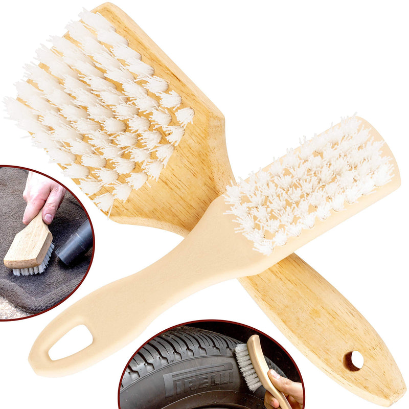  [AUSTRALIA] - Ergonomic, Pro-Grade Tire Scrubbing Brushes 2 Pack. Easily Scrub Without Scratching Rims or Wheels, Even on Low Profile Sidewalls. Durable Bristles are Great for Floor Mats, Tires, or Home Cleaning!