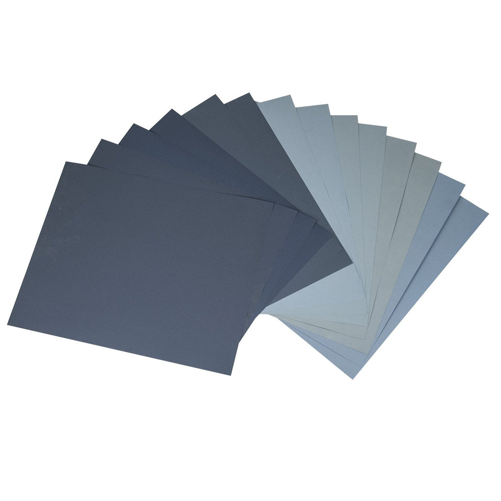  [AUSTRALIA] - POWERTEC 471002 Wet Dry Sandpaper, Assorted Grit, 9" by 11", 14 PK, 2 of each 800/1000/1200/1500/2000/2500/3000 14PK - 11 Assorted Grits