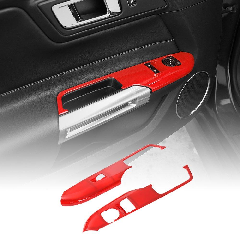  [AUSTRALIA] - Red Door Handle Window Lift Button Decoration Frame Trim for Ford Mustang 2015 2016 2017 Red