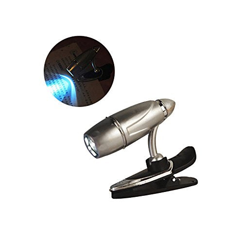  [AUSTRALIA] - LED Bullet Light Mini Clip on Book Lamp Adjustable Reading Book LED Light (Silver)