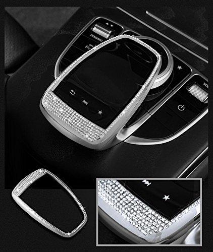 Boobo Ice Out Multimedia Mouse Buttons Center Console Knob adjust Cover Trim Luxury Badge Bling Emblem With Genuine Austrian Crystal For Mercedes Benz E C-Class GLC W205 W213 (Silver Mouse Control) Silver Mouse Control - LeoForward Australia