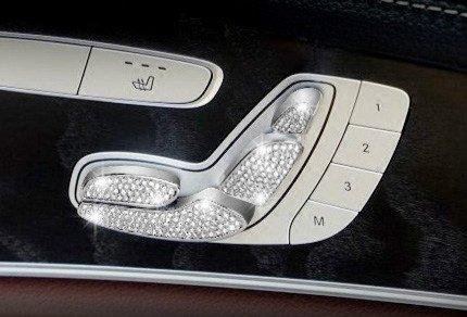 Boobo 2X Ice Out Seat Control Switch Trim Luxury Badge Bling Emblem With Genuine Austrian Crystal For Mercedes Benz E C-Class GLC (with Memory) (Silver) Silver - LeoForward Australia