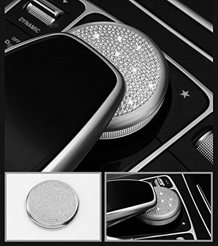  [AUSTRALIA] - Boobo Ice Out Multimedia Mouse Buttons Center Console Knob adjust Cover Trim Luxury Badge Bling Emblem With Genuine Austrian Crystal For Mercedes Benz E C-Class GLC W205 W213 (Silver Media Knob) Silver Media Knob
