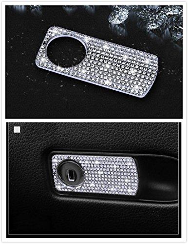 Boobo Ice Out Passenger Side Storage Box Handle Locker Cover Trim Bling Emblem With Genuine Austrian Crystal For Mercedes Benz E C GLC (Silver) Silver - LeoForward Australia
