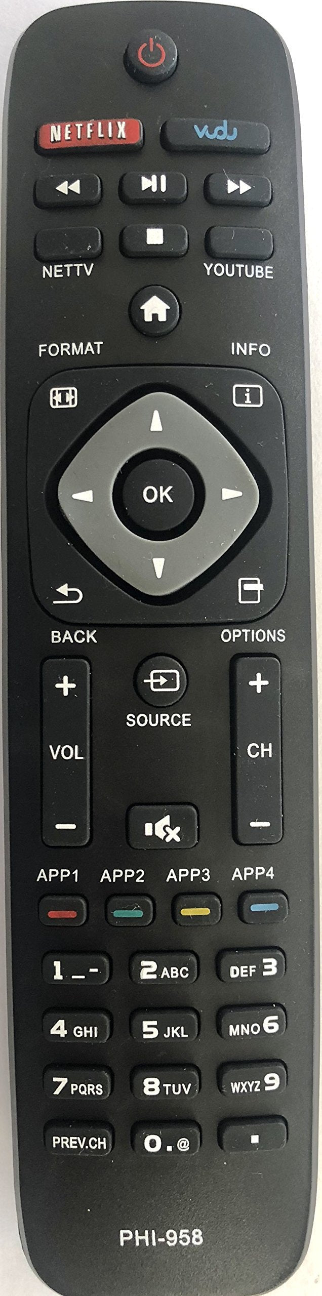 New Replacement Philips PHI-958 Remote for Phillips URMT39JHG003 YKF340-001 and Other Phillips Televisions and Philips Bluray DVD Players - LeoForward Australia