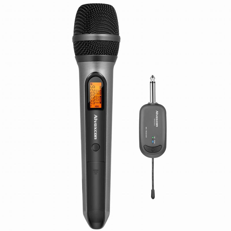  [AUSTRALIA] - Wireless Microphone System, Alvoxcon UHF Dynamic Handheld mic for PA,Amplifier,Stereo,Conference, DJ, Vocal Recording, Singing, Church, Wedding,On Stage,Live Event(1/4 inch Plug Mini Receiver)