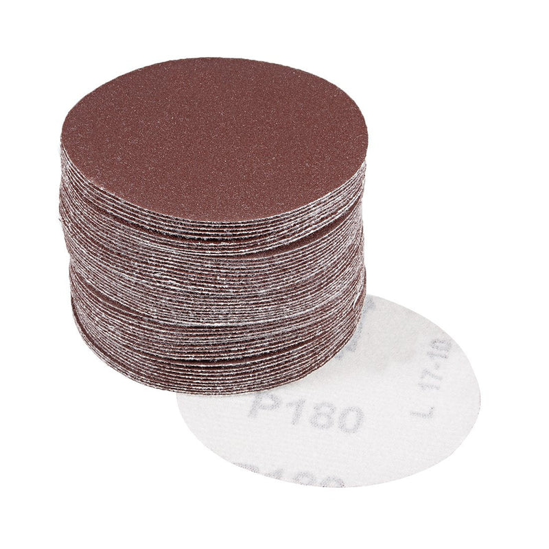  [AUSTRALIA] - uxcell 50Pcs 3 Inch Hook and Loop Sanding Disc 180 Grits Flocking Sandpaper for Random Orbit Sander Brown